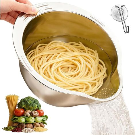 Passoire Riz épaissi et Surélevé Passoire en métal Inoxydable 24CM Diamètre Tamis Cuisine pour Les (1/5)