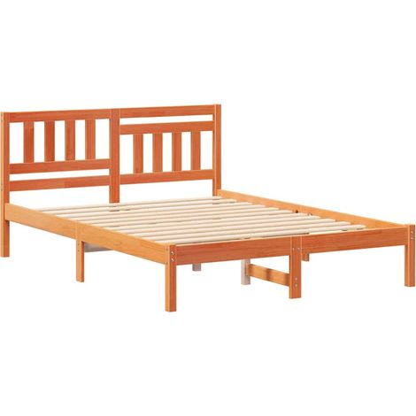 Lit double,Lit adulte,Cadre de lit Marron cire 140 x 190 cm Bois massif en pin CFW6458845 (1/5)