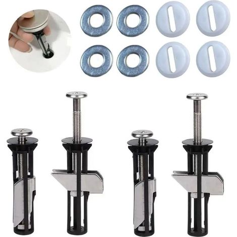 Beyamis Kit de boulons pour abattant de WC, vis, système de fixation rapide, installation facile - Kit de pièces de rechange pour abattant de WC, accessoires d'entretien et de fixation (1/5)