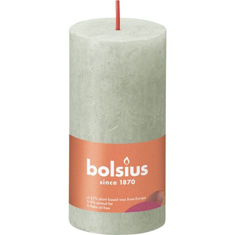 Bolsius Rustik Stumpenkerze nebeliges Grün, Höhe  10 cm , Ø 5 cm Stumpen- und Kugelkerzen