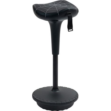 Taburete ergonómico de pie con altura ajustable, color negro.