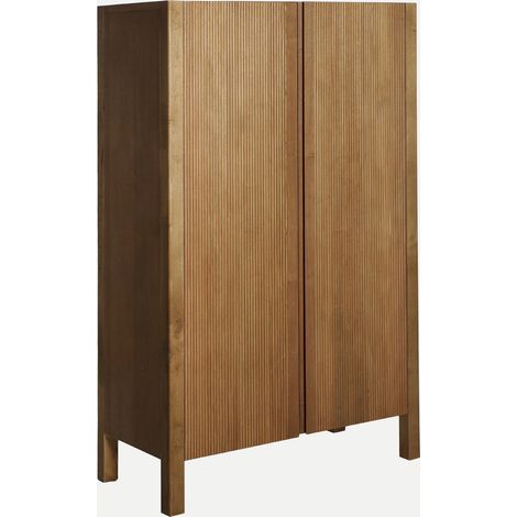 Armoire en bois rainuré style scandinave - brun (1/5)