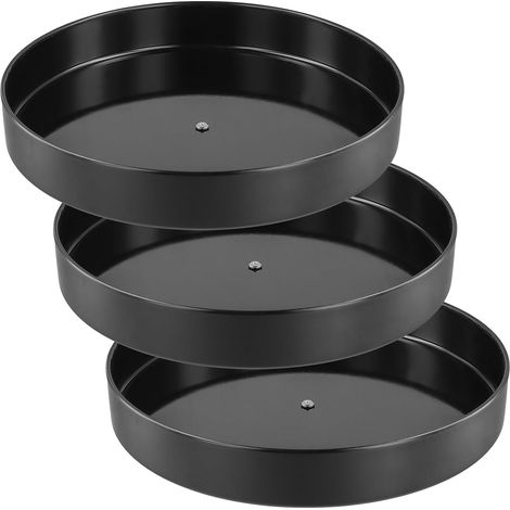 Plateau Tournant Lot de 3 Porte-épices Cuisine, Lazy Susan 30 cm en Acier Carbone Noir, Organiseur de Rangement pour Cuisine, Salle de Bain (1/5)