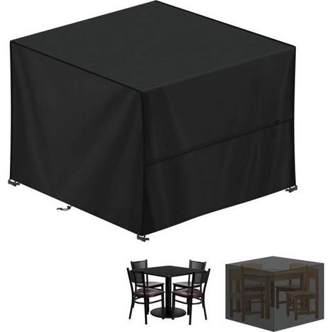 210D Oxford BALLSHOP Garden Furniture Cover, Outdoor Table Cover, Fabric, Waterproof Patio Table Protection Cover, Square, 100x100x85cm, Black (1/5)