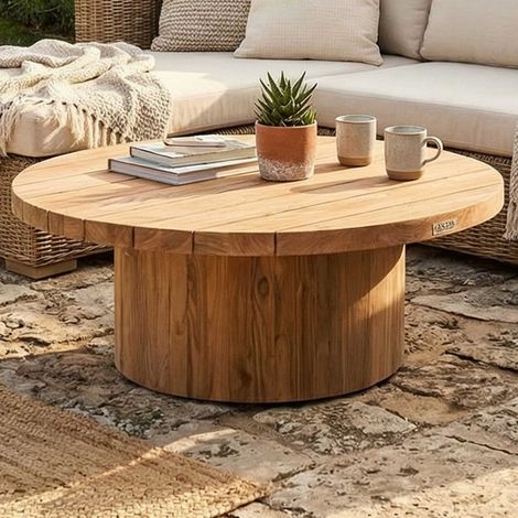 Table basse de jardin Noah Gescova - Bois de teck naturel - Ø92 x (1/5)