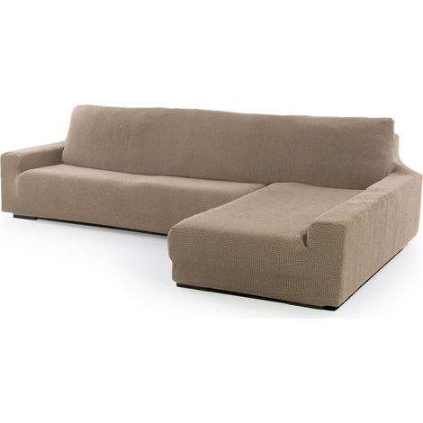 Housse de canapé d'angle Super élastique avec accoudoir Long Droit Vue de Face Modèle Lin Protecteur en Tissu Jacquard Toucher Coton (1/5)
