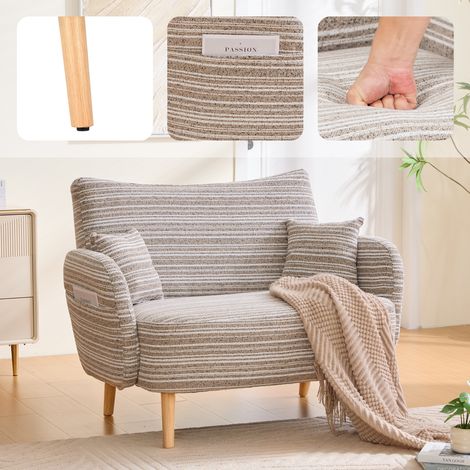 Canapé, avec coussin, avec accoudoirs, pour chambre, coussin d’accoudoir et sac de rangement, adapté à chambre petit espace appartement-Xx