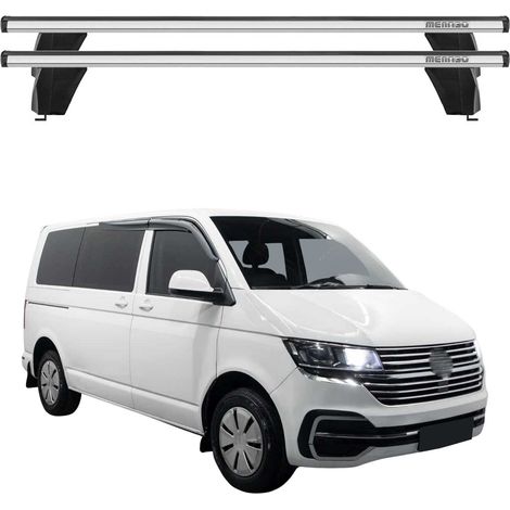 OMAC Dachträger Querträger Alu für VW T5 T6 T6.1 Transporter Multivan Caravelle 2003-2024 – Abschließbar – T-Nut – City-Crash-getestet – Max. 75 kg Silber