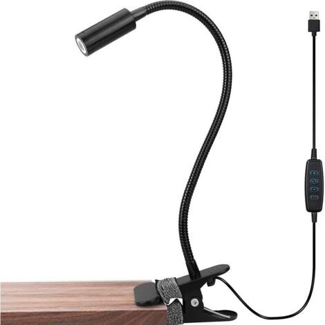 Aluminium-Klemmleuchte, 360° flexibler Schwanenhals, LED-Leseleuchte, Schreibtischlampe mit 10 Helligkeitsstufen, verstellbare Nachttischlampe, für Arbeit und Reisen (1/5)