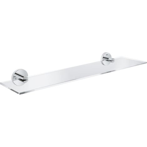 GROHE Start QuickFix, Mensola in vetro con supporti cromati metallo e vetro, fissaggio nascosto, viti e tasselli inclusi, montaggio facile con GROHE QuickGlue, dimensioni 530 mm, 41202000