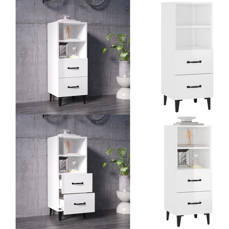 Sideboard Hochglanz-Weiß 34,5x34x90 cm Holzwerkstoff - Schreibtisch - Wohnzimmer Dekoration - Holz Sideboard - Regal - Aufbewahrungsschrank - Home & Living (1/5)