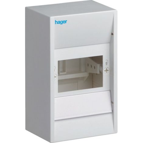 Hager – Coffret cache-borne 4 modules – Montage apparent – Dimensions 180x110x82mm – Indice de protection IP30 – Couleur blanc RAL 9010 (1/3)