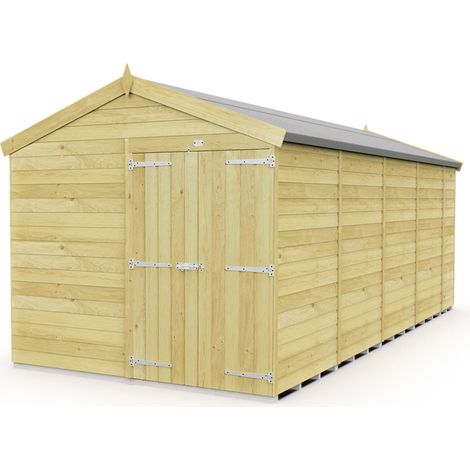 8 x 18 Feet Apex Shed - Double Door Without Windows - Wood - L533 x W231 x H217 cm