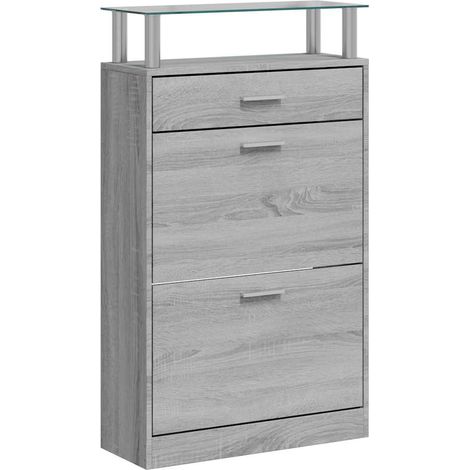 Zapatero madera contrachapada gris Sonoma 63x24x104 cm vidaXL (1/5)