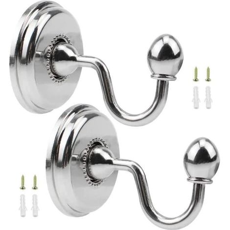 Haken für Raffhalter - U - Metall - 2 Stück - Einfache Montage - Innenbereich