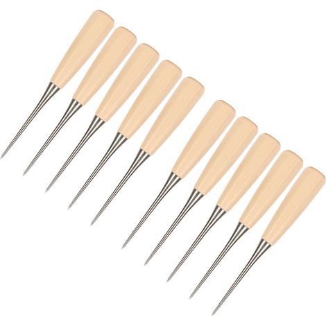 Poinçon de reliure en acier inoxydable avec manche en bois pour couture cuir DIY (1/5)