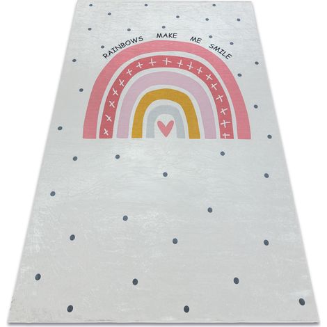 BAMBINO 47810 washing carpet Rainbow, dots for children anti-slip - white / pink white 140x200 cm
