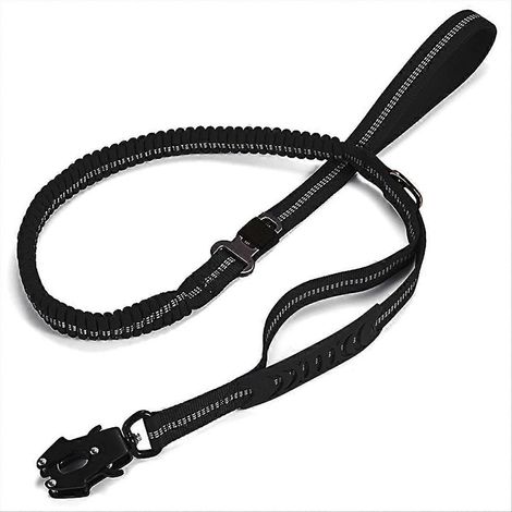 Laisse élastique tactique ultra-résistante pour chien, anti-traction, noire (1/5)