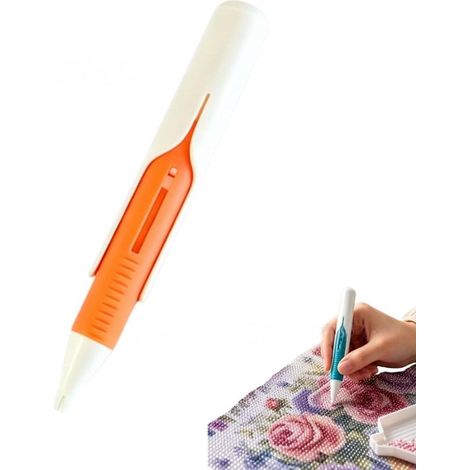 Stylo distributeur de perles pour peinture diamant – Orange – Accessoire 5D – Pour forets ronds et carrés (1/5)