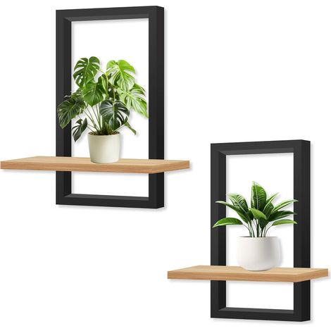 2 pcs Étagères en Bois pour la Décoration Murale Étagère Murale Bohème Moderne Beige Étagère Flottante pour la Cuisine, la Chambre, la Salle de Bain, Salon,Dortoir (1/5)
