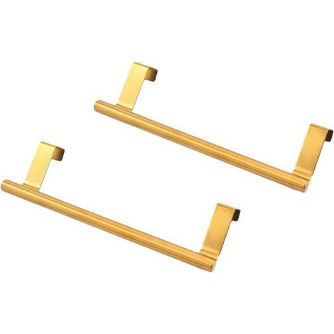 Porte-serviettes de porte, sans perçage, pour cuisine, salle de bain et armoire, 23 cm, 2 pièces (doré) (1/4)