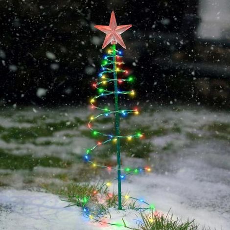 Guirlande lumineuse solaire LED de 50 cm pour sapin de Noël, décoration d'extérieur, veilleuse étanche pour fête de Noël, allée, pelouse, cour (colorée) (1/5)