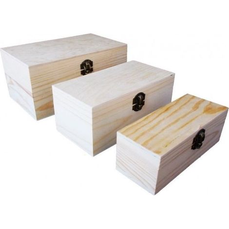 Lot De 3 Boîtes à Matrioska Boîte Rectangulaire En Bois Boîte à Bijoux Découpage
