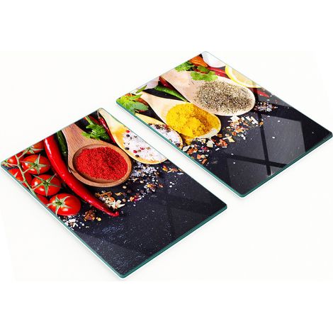 Lot de deux planches à épices en verre pour la cuisine, 2 x 40 x 52 cm (1/5)