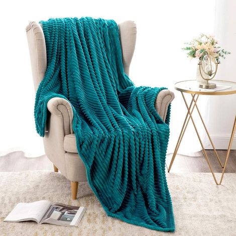Couverture Polaire BleuVert Canapé Lit 125x150cm 1Pz (1/5)