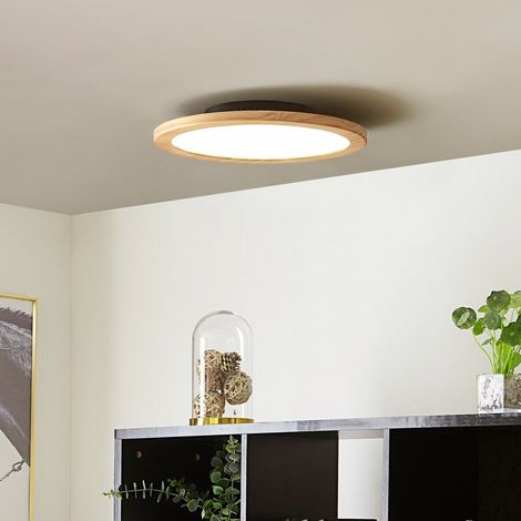 [GEBRAUCHT] B-Ware Lucande Deckenleuchte Deckenlampe Led Joren Holz Fernbedienung Rund Wohnzimmer
