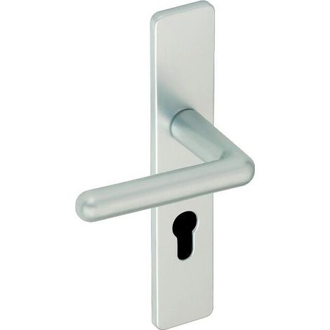 Vachette – Ensemble sur grande plaque carrée en aluminium anodisé – Ton argent – Col rallongé extérieur – Entraxe 195mm – Passage main libre 63mm (1/2)