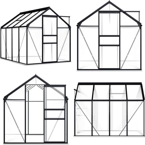 Gewächshaus mit Fundament Anthrazit Aluminium 4,75 m² - Gewächshaus - Treibhaus - Gartenhaus - Alu-Gewächshaus - Polycarbonat-Gewächshaus - Home & Living