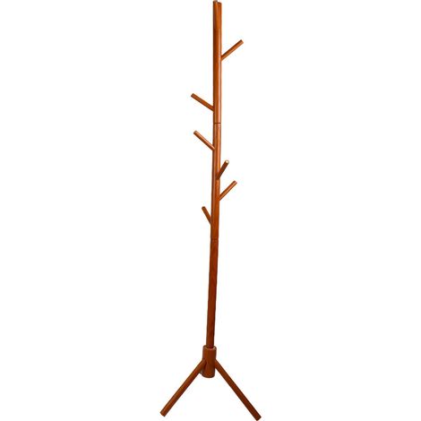 Porte-manteau design en bois massif couleur miel, élégant et fonctionnel pour salon (1/5)