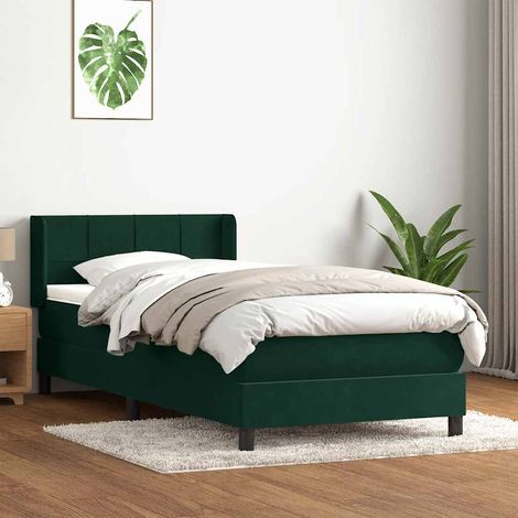 Boxspringbett mit Matratze Dunkelgrün 80x220 cm Samt
