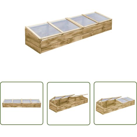 The Living Store Serre Bois de pin imprégné 200x50x35 cm - Serre De Jardin - Serre Bois - Abri Jardin - Serres Froides - Jardin Potager (1/5)