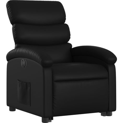Poltrona relax TV molto comoda con funzione sollevamento elettrico in PVC nero DEC028474