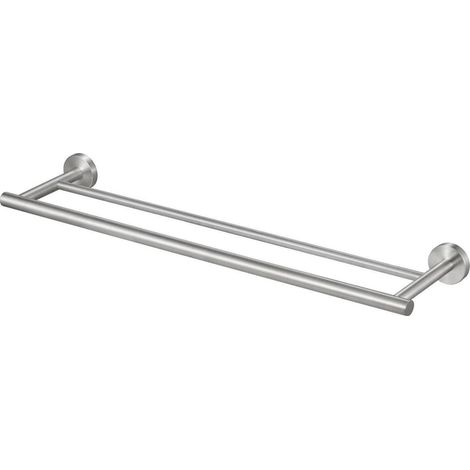 Porte-serviettes double mural en acier inoxydable brossé 60 cm (1/5)
