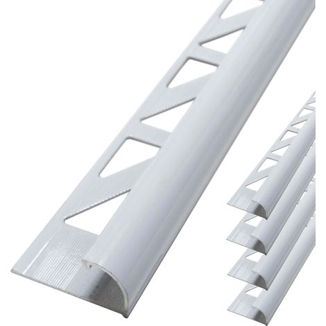Dalsys Fliesenschiene Viertelkreisprofil Aluminium (eloxiert, Rundprofil Halbrundprofil - Weiß 2,5m x 10mm, 5 Stück