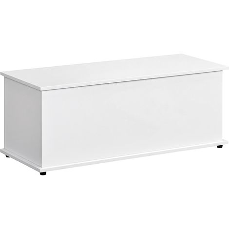 Cassapanca, banc de rangement multi-usage avec charnières de sécurité, banc porte-chaussures en bois avec couvercle pour entrée, couloir, chambre à coucher, salon, 100x40x40cm, blanc (1/5)