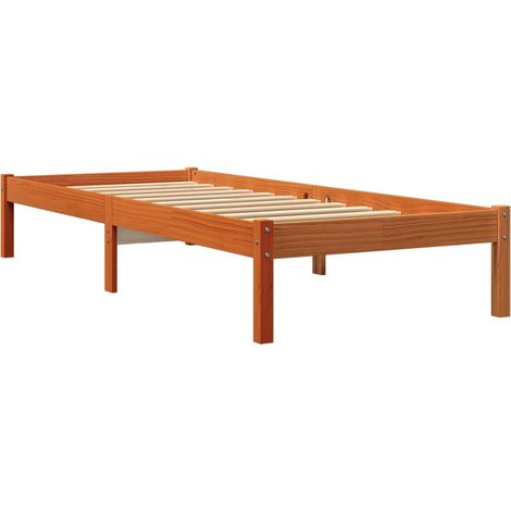 Bed Frame without Mattress Wax Brown 90x200 cm Solid Wood Pine vidaXL
