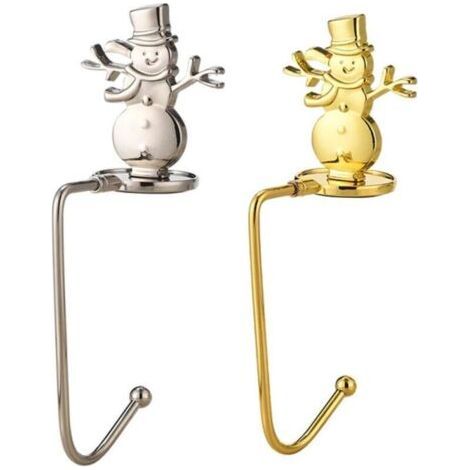 Christmas Stocking Holder, Fireplace Safety Hook, Christmas Party Supplies Christmas Stocking Holder (A Snowman, Gold and Silver) (1/5)