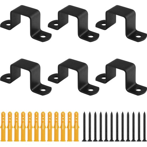 Lot de 6 colliers de serrage carrés en acier inoxydable en forme de U pour tuyau d'eau, clôture de poteau, clôture d'escalier (2,5 cm) (1/5)