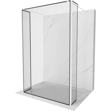 Mexen Kioto pared de ducha independiente 110 x 30 x 30 cm, marco negro, blanco - 800-110-030-222-20-70-030