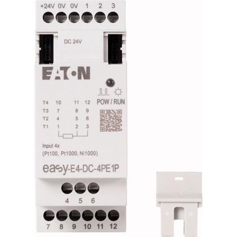 Extension E/S 4 entrées température 3 fils Pt100/1000/Ni1000 Push In 000197517 EATON EASY E4 DC 4PE1P (1/4)