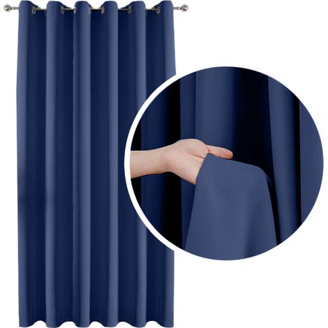 90 % dicker Verdunkelungsvorhang mit Ringen und Ösen, Marineblau, 140 x 250