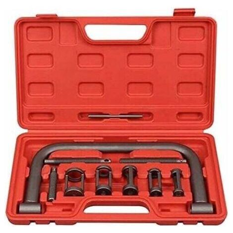QORVA-Vie 10PCS Kit de Compresseur de Ressort de Soupape, avec Pince de Compression à Ressort/Adapteurs/Vis d'extension/Barre de Compression pour Moteur de Voiture/Mini-fourgonnettes/VTT/Moto
