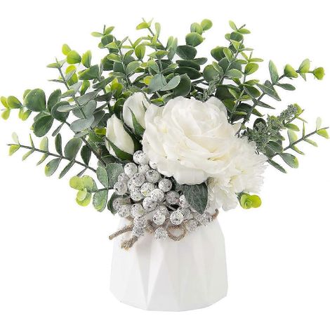 2025 1 pièce de fleurs artificielles avec vase, fausses fleurs dans un vase en plastique pour la décoration intérieure, centre de table (1/5)
