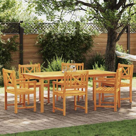 Garten Essgruppe 7 pcs Braun Massivholz Akazie