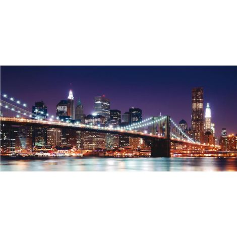 Brooklyn Bridge at night, photo murale intissée, 202 x 90 cm, 1 part (1/3)