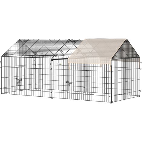 Recinto esterno per piccoli animali con parasole 220x103x103 cm in acciaio (1/4)